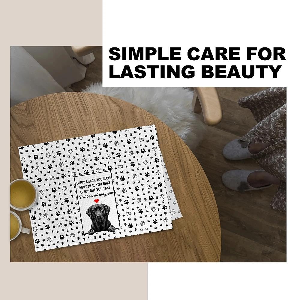 Funny Black Labrador Retriever Kitchen Towels, Black Lab Gifts, Gifts for Labrador Dog Lovers Dish Tea Towels for Kitchen Decor, Every Meal You Make Towel, 16x24 Inches