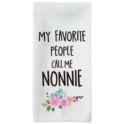 Nonnie Gifts Kitchen Towels, Grandma Gifts Hand Towels, NonnieGrandma Christmas Mother's Day Gift Dish Towel Tea Towel for Kitchen, Nonnie Grandmas Gift from Grandkids, 16x24inch