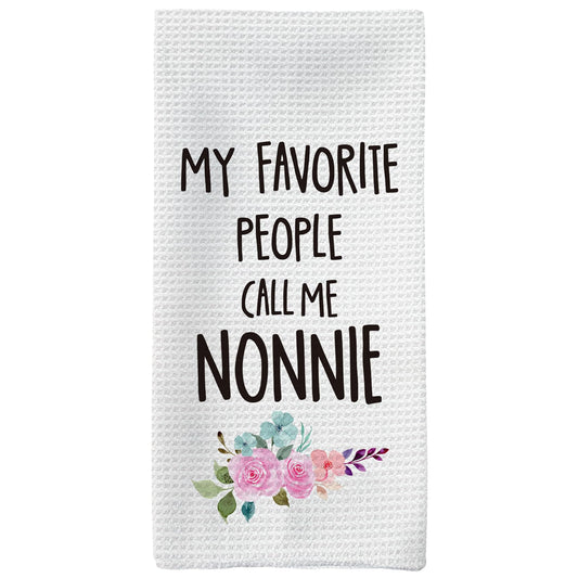 Nonnie Gifts Kitchen Towels, Grandma Gifts Hand Towels, NonnieGrandma Christmas Mother's Day Gift Dish Towel Tea Towel for Kitchen, Nonnie Grandmas Gift from Grandkids, 16x24inch