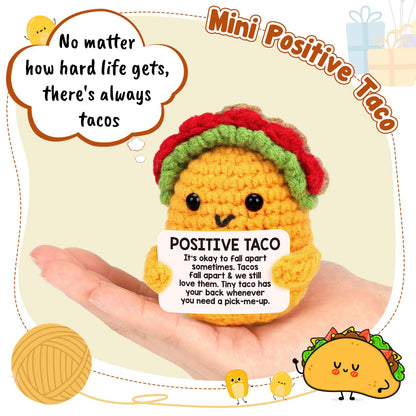 Positive Crochet Taco Birthday Gifts for Women Men Teacher Appreciation Fathers Day Graduation Gift Adult Kids Son Mom Dad Daughter Sister Friend Coworkers Self Care Card Inspirational Support