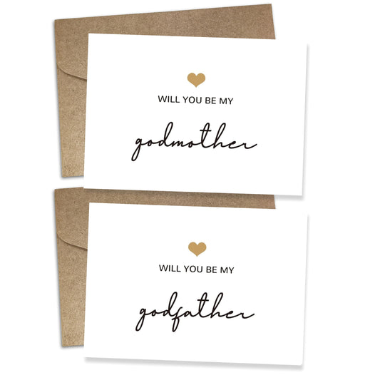Will You Be My Godparents, God Parent's Proposal Cards Gifts with Envelope, Cute Gifts for Godparents On Wedding Day. （Godfather/Godmother B）