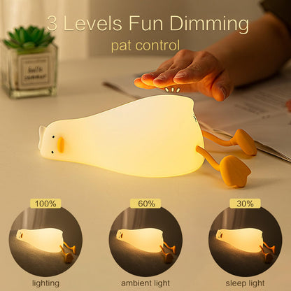YR YRHH-PET Existential Crisis Duck Lamp, Squishy Kid Cute Lying Flat Duck Night Light, Rechargeable Ducky Lay Touch Lamp, College White Elephant Gifts, Boy Girl Fun Birthday Gift, Safe Silicone Decor