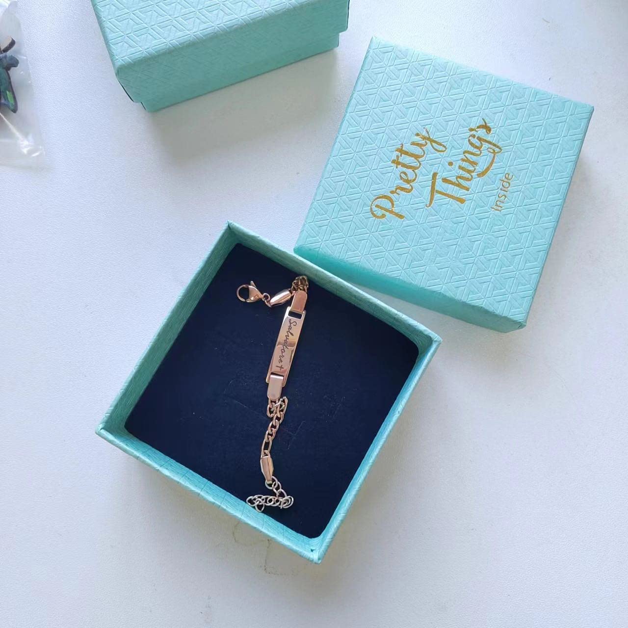 PUREFLY - Personalized Baby Name Bracelets with Birthstone, 18k Gold Plated, Adjustable Length, Double-Sided Customisable, with Gift Wrap