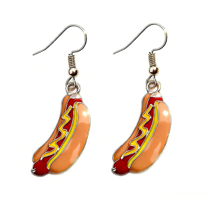 Food Earrings Cute Pizza Hot Dog Hamburger Hook Earrings Cola Bottle Dangle Earrings for Women