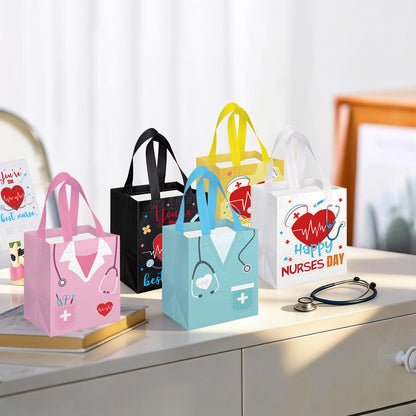 KOPOOEOE 24 Pcs Nurse Week Gifts Bags Bulk Nurse Appreciation Gift Bag with Handles Reusable Thank You Treat Bag for Rn Cna Crna Non Woven Treat Tote Bags for Medical Assistant Party Favor