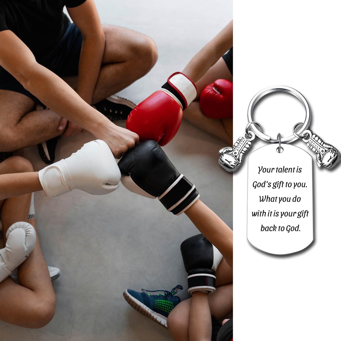 Inspirational Boxing Glove Keychain - Steel Appreciation Keepsake & Memorial Gift for Coach, Trainer, Colleague, Enthusiasts