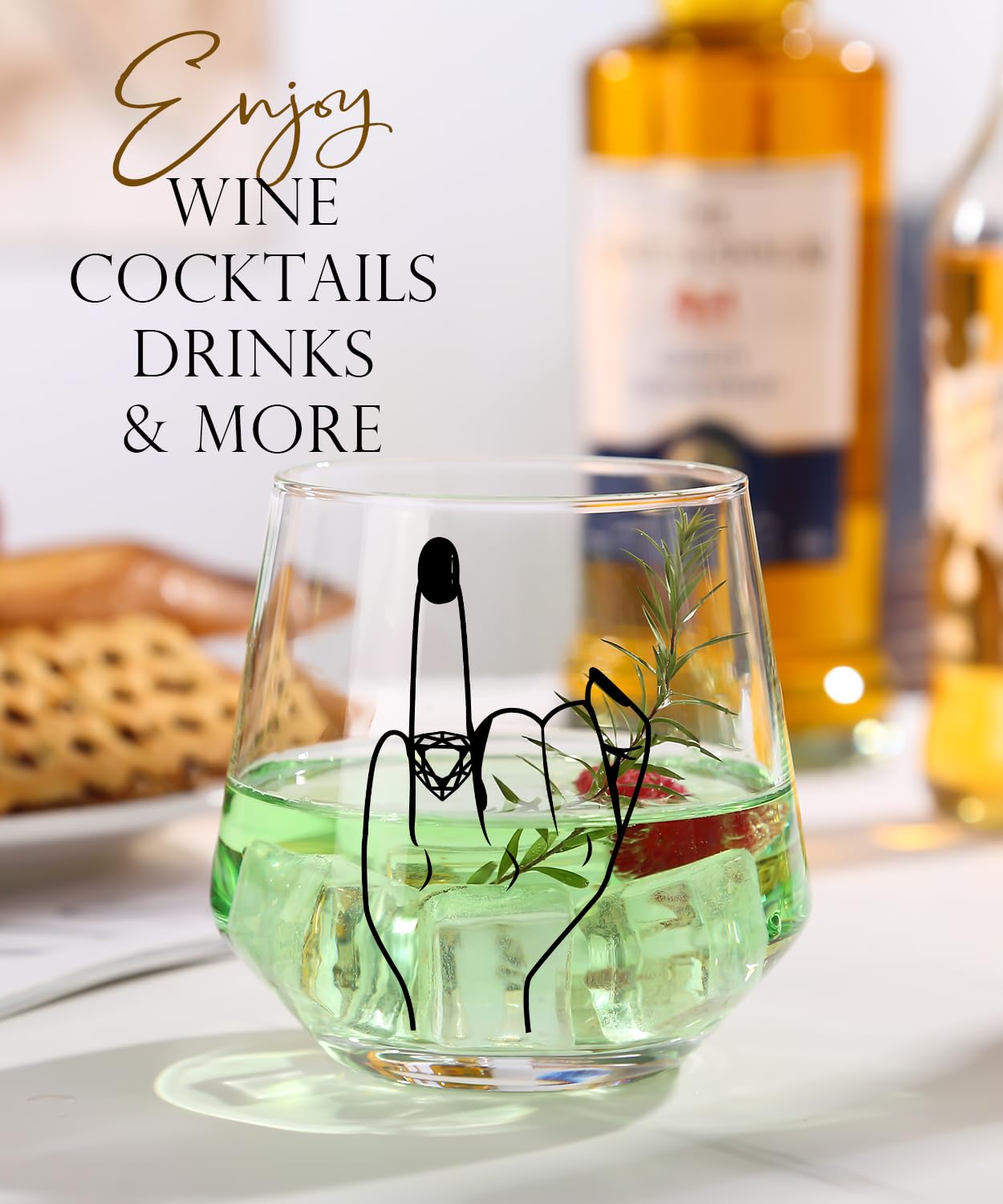 comfit Engagement Gifts for Couple, Ring Finger Wine&Whiskey Glass Set,Bride and Groom Just Married Gift, Mr and Mrs Newlyweds Bridal Shower,Valentine's Day Gift,Wedding Gifts for Couples 2026