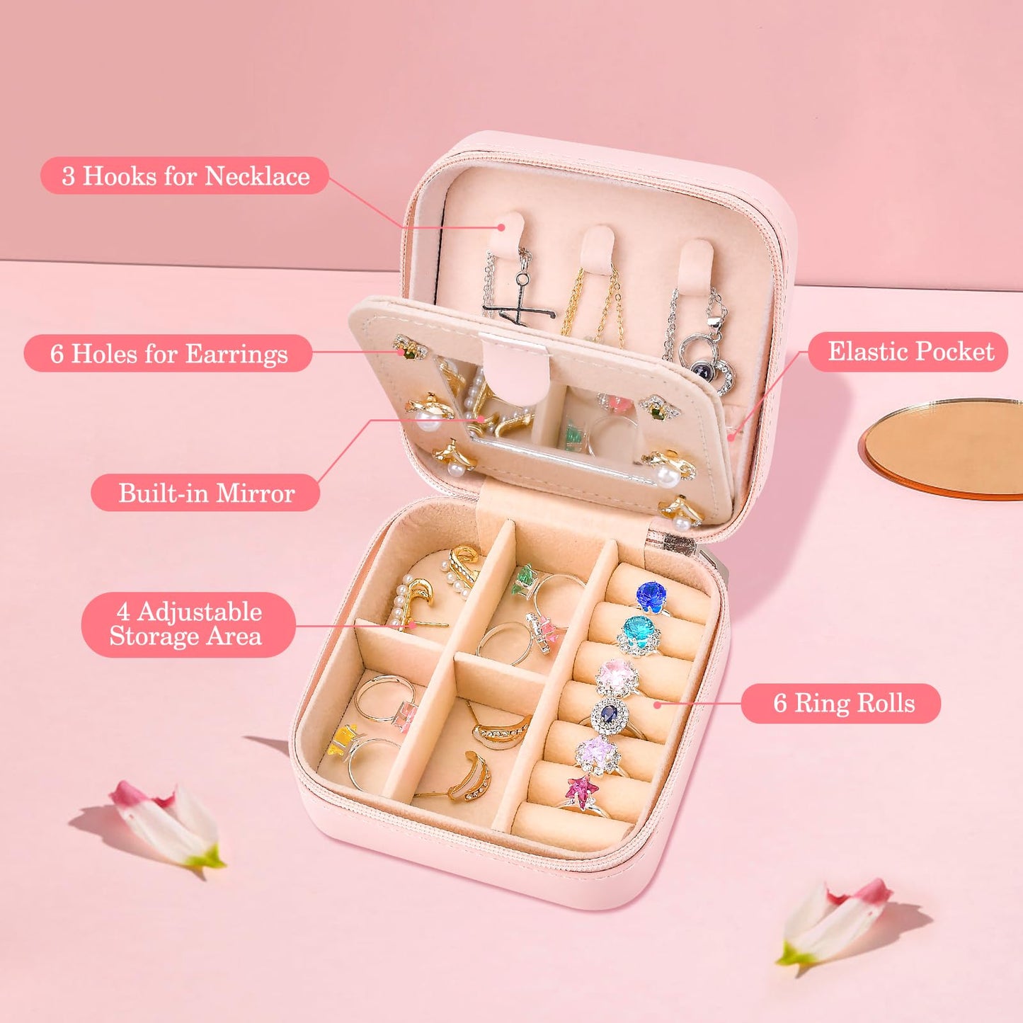 Preppy Travel Easter Basket Stuffers for Teen Girls, Travel Jewelry Box Personalized Birthday Gifts for Women, Fashion Travel Essentials Trendy Stuff