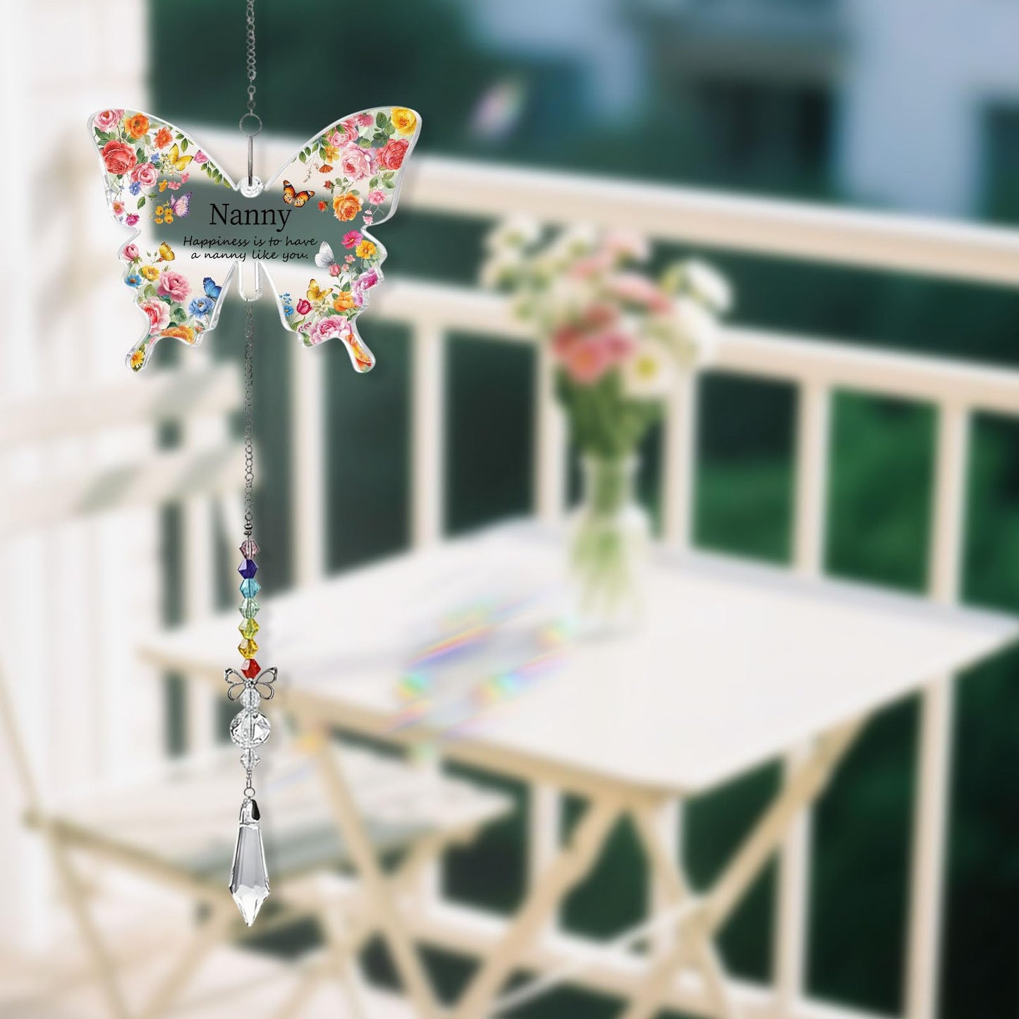 Nanny Gifts Butterfly Crystal Suncatcher for Nanny Christmas Mothers Day Birthday Gifts for Nannies