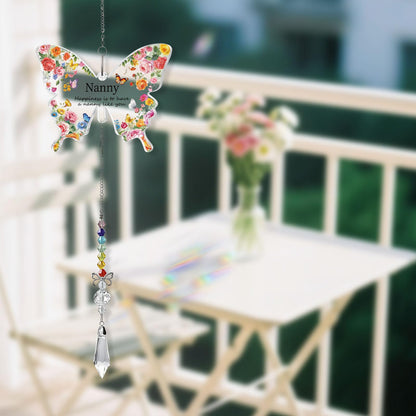 Nanny Gifts Butterfly Crystal Suncatcher for Nanny Christmas Mothers Day Birthday Gifts for Nannies