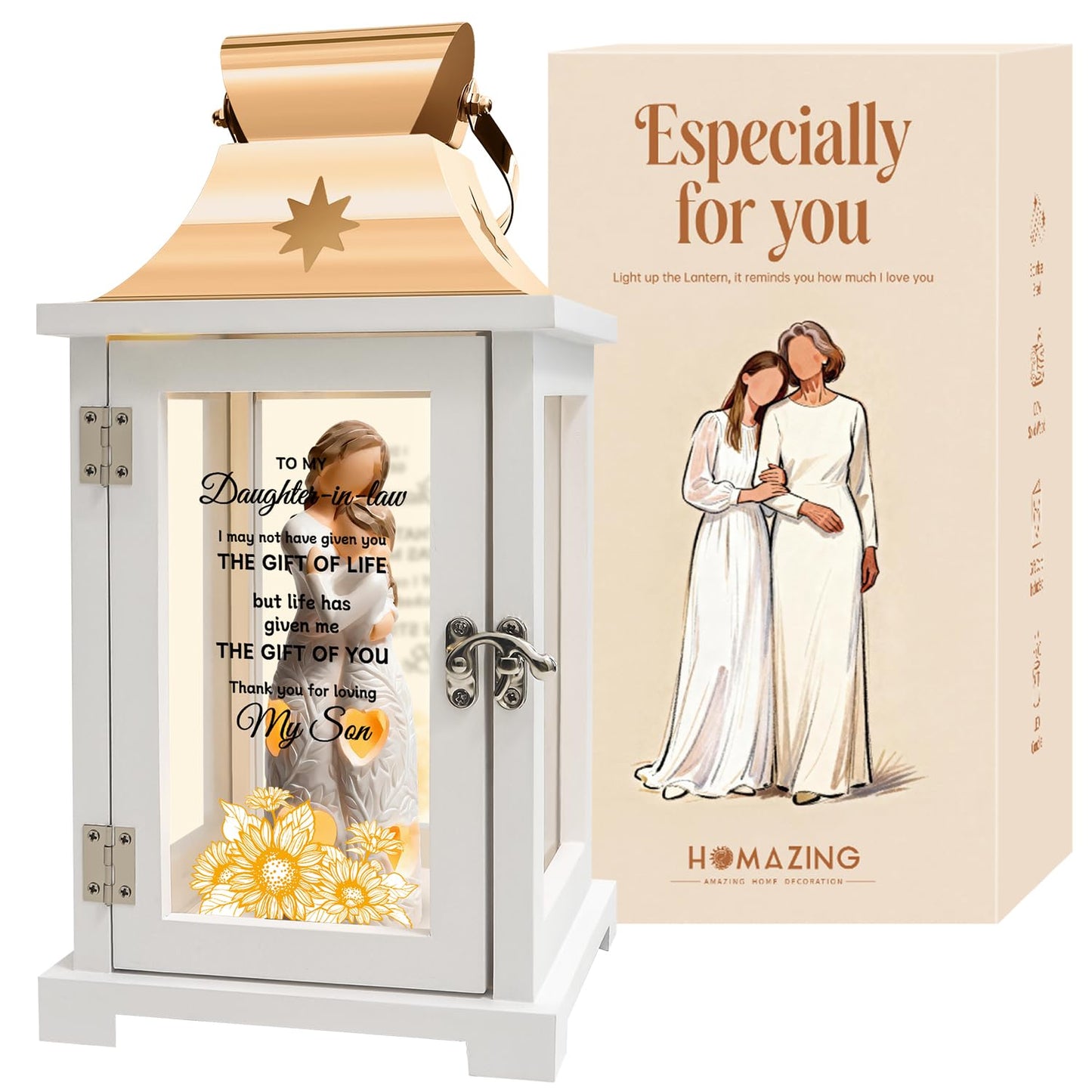Daughter in Law Mothers Day Lantern Gift from Mother in Law to My Daughter in Law Figure Lantern Surprise, Christmas, Birthday Gift for Daughter in Law