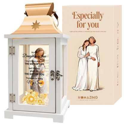 Daughter in Law Mothers Day Lantern Gift from Mother in Law to My Daughter in Law Figure Lantern Surprise, Christmas, Birthday Gift for Daughter in Law