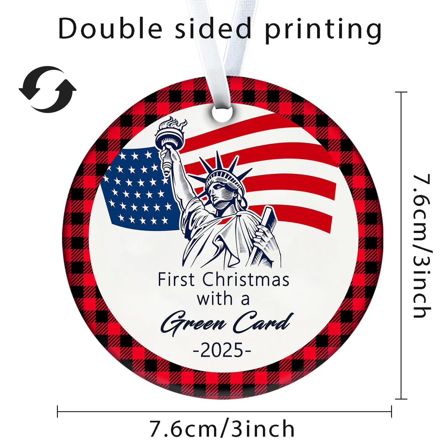 Christmas Ornaments 2025, First Christmas with a Green Card Hanging Ornaments American Citizenship Gifts New Us Citizen Ornament for Congratulations On Immigration, Immigrants Naturalization