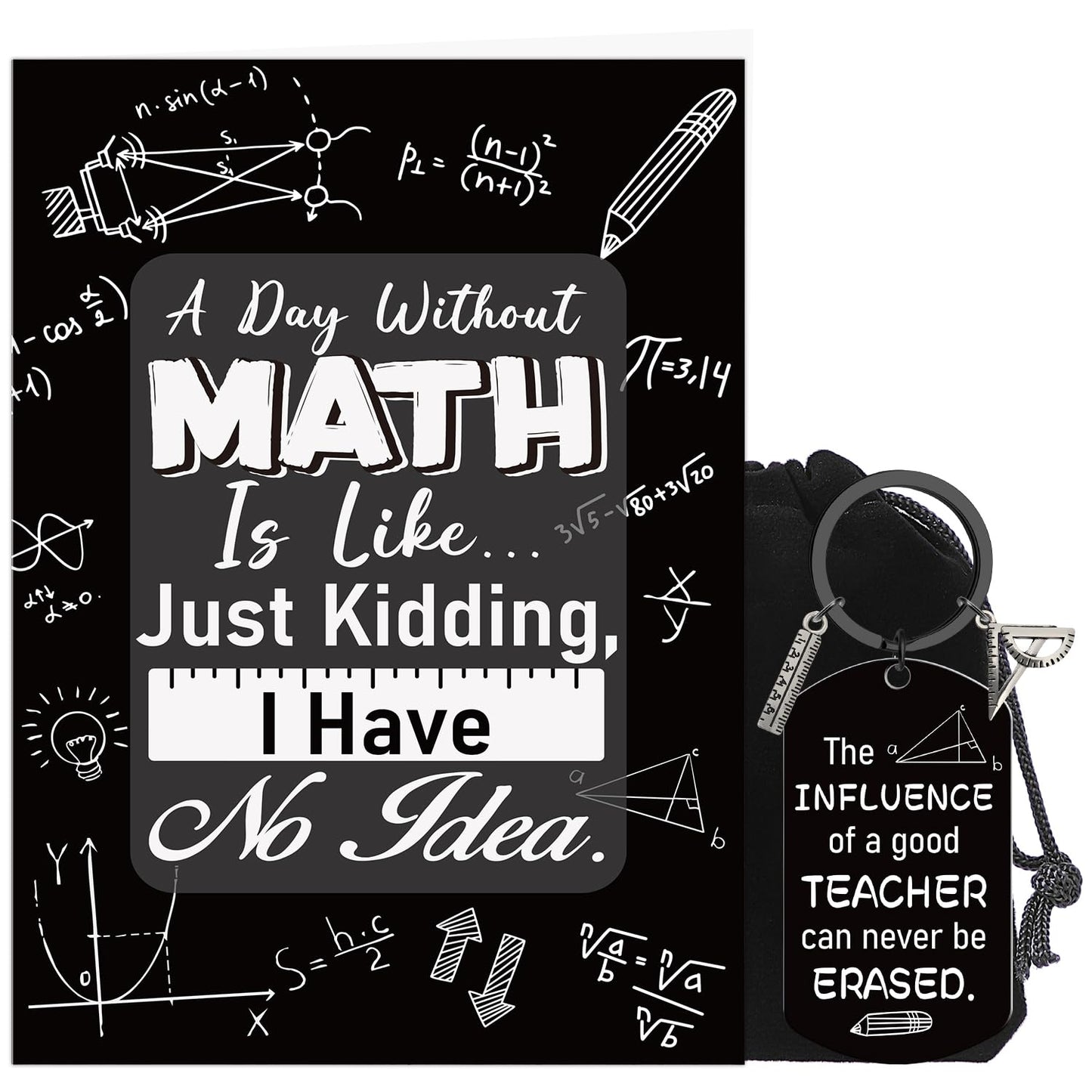 Math Teacher Card Gift - Funny Greeting Card Keychain Appreciation Gifts for Math Teachers Professors Tutors on Teacher Appreciation Week End of Year Birthday, Christmas