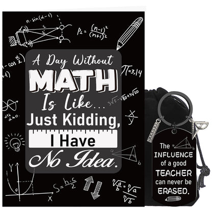 Math Teacher Card Gift - Funny Greeting Card Keychain Appreciation Gifts for Math Teachers Professors Tutors on Teacher Appreciation Week End of Year Birthday, Christmas