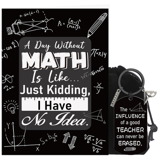 Math Teacher Card Gift - Funny Greeting Card Keychain Appreciation Gifts for Math Teachers Professors Tutors on Teacher Appreciation Week End of Year Birthday, Christmas