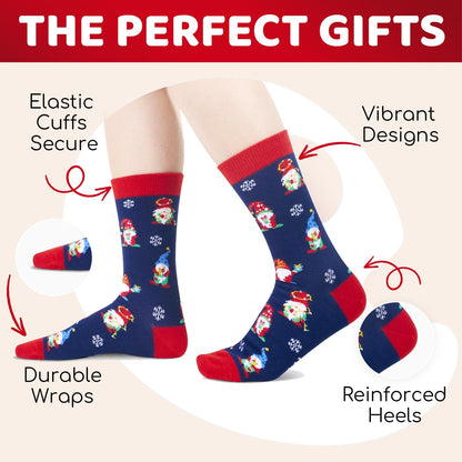 Zmart Christmas Socks Gift - Elf Gnome Snowman Socks for Teens, Christmas Stocking Stuffers