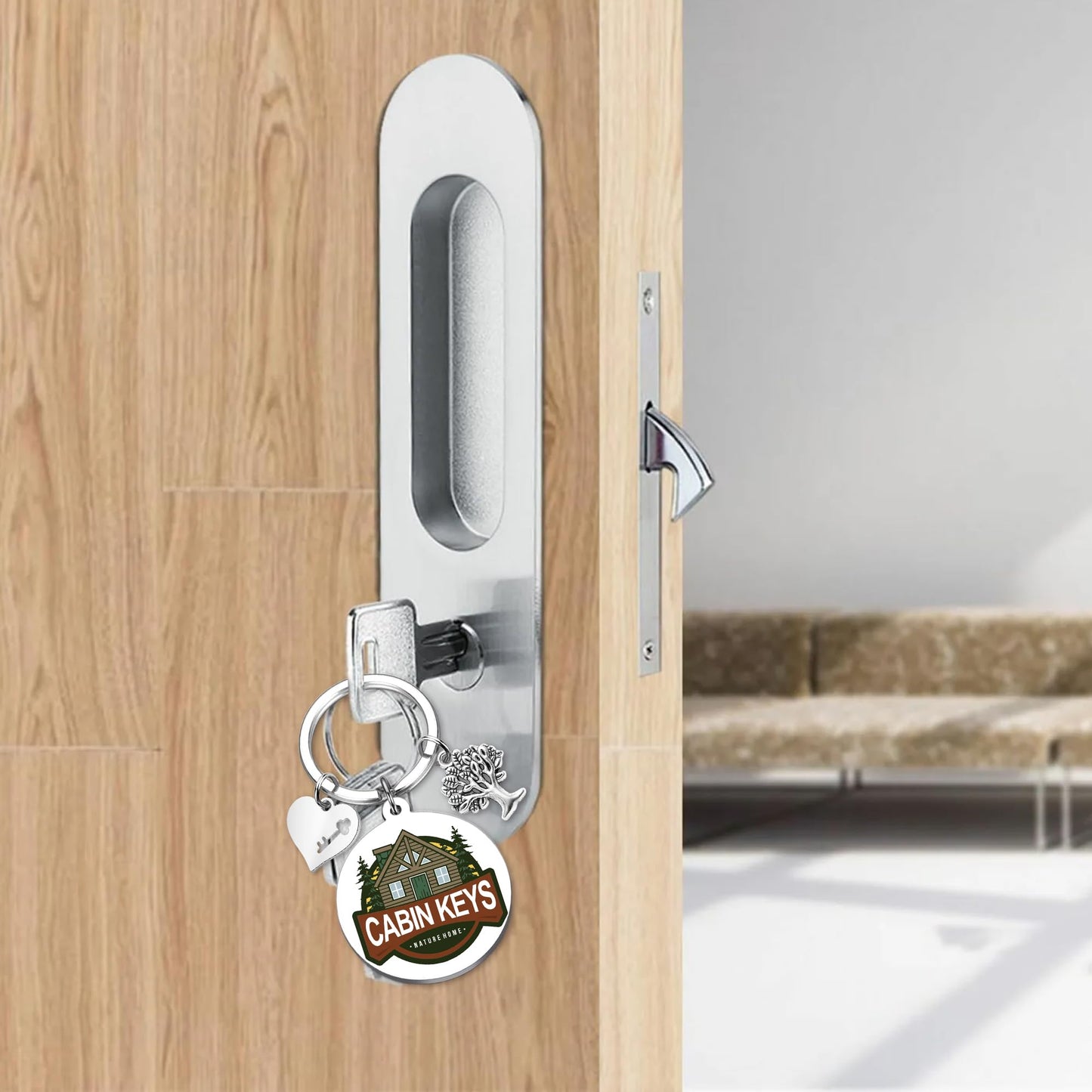 House Warming Gifts Cabin Keychain - Rustic House New Home Gift for Men Women, Homeowners Housewarming Cottage County Keychains Present for Family Son Daughter Friend