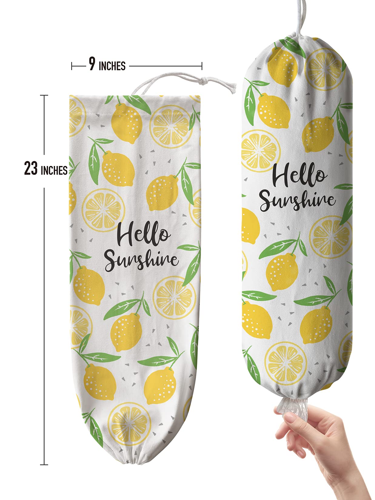 Hglian Lemon Grocery Bags Holder,Sunshine Plastic Bag Holder Garbage Shopping Trash Bags Storage Organizer,Cute Lemon Kitchen Décor, Gifts for Women