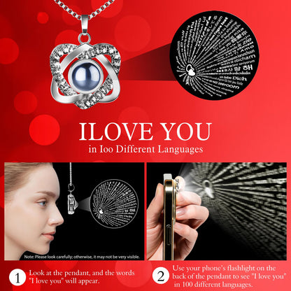 Preserved Red Rose Necklace with I Love You Heart - Forever Flowers Romantic Gifts for Women Mom Wife Girlfriend Grandma, Perfect for Valentine's Day Mother's Day Christmas Anniversary Birthday