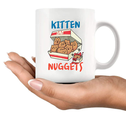 Kitten Nuggets Cat Lover Gifts Cat Mom Dad Girlfriend Boyfriend Sister Brother Novelty Drinkware Ceramic Mug 11 oz White