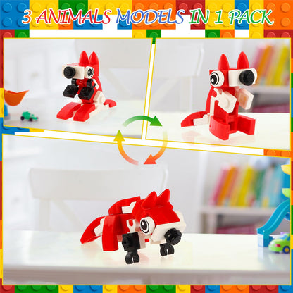 LiYiQ 134 Pcs Building Blocks Party Favors with Reusable Drinking Straws Animal Building Blocks Slap Bracelets Keychains Stamps Stickers and Gift Bags Gamer Birthday Party Supplies (Building)