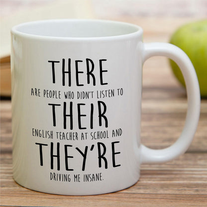 Retreez Funny Sarcastic English Teacher Mug - Teaching Grammar Mug - 11 Oz Ceramic Coffee or Tea Cup - Appreciation, Teacher's Day Gift for English Teachers, Grammar Lover, Classroom Humor, Professors