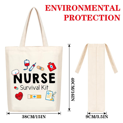 Kolewo4ever 16 Pieces Nurse Appreciation Gifts Nurses Week Gifts Tote Bags Nurse Graduation Retirement Canvas Tote Bags Shopping Bag Shoulder Bag Gift for Women Nurses Supplies
