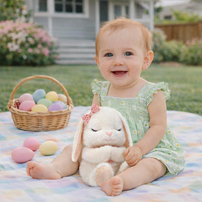 Baptism Gifts for Girl, Catholic Christening, Baby Dedication & Baptismal Gift Set for Baby Girls & Kids, with 9" Musical Praying Bunny Plush Toy & Everybunnies' Blessing Book in Keepsake Box