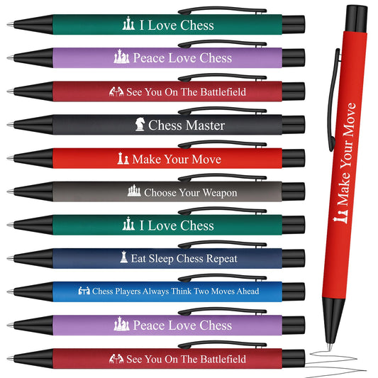 Sayglossy 24 Pcs Chess Ballpoint Pens Novelty Gifts 12 Style Smooth Writing Pens for Chess Lover Christmas Birthday Gifts