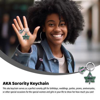 LParkin 1908 Aka Sorority Keychain Ivy Leaf Keyrings Aka Sorority Gifts for Women Girls Sorority Paraphernalia Gifts