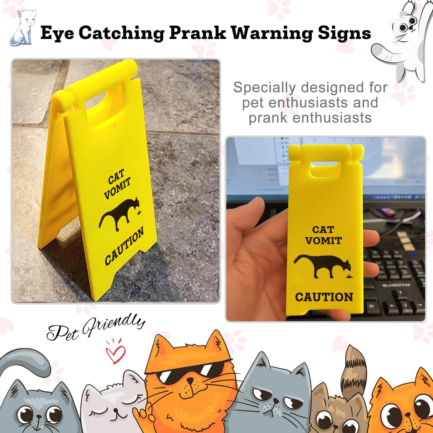 Mini Cat Vomit Sign - Perfect Gag Gift for Cat Lovers and Humor Enthusiasts(Cat Vomit Sign)