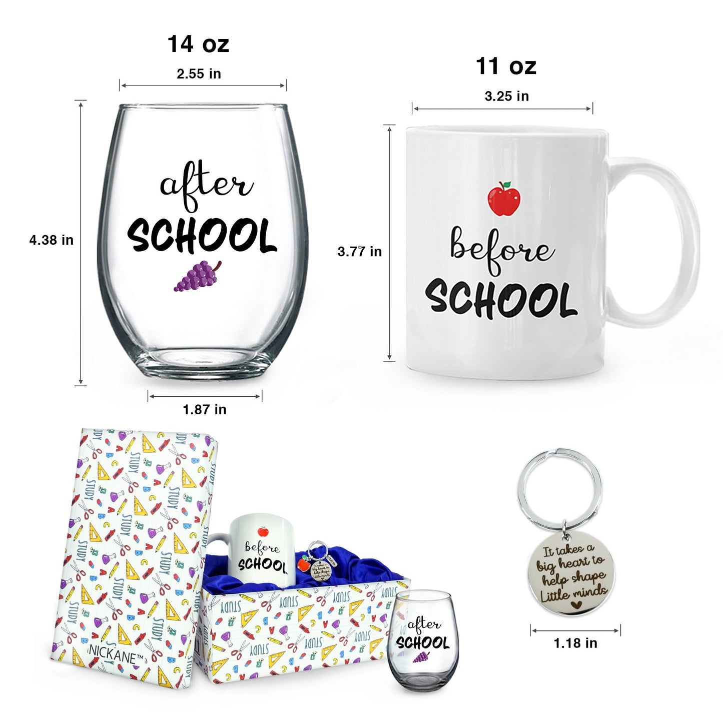 Before After School Mug and Glass Funny Appreciation Teacher Gifts From Student on Teachers Day