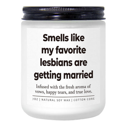 Lesbian Wedding Gifts for Couples, Funny LGBTQ Wedding Gift for Queer, Friends, Lesbian Bridal Shower Gifts for Bride, Lesbians Engaged Candle, Sister, 7oz Lavender Scented Soy Wax Candle