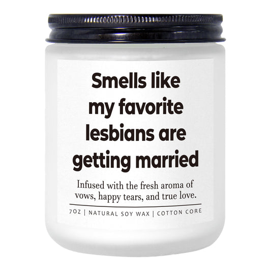 Lesbian Wedding Gifts for Couples, Funny LGBTQ Wedding Gift for Queer, Friends, Lesbian Bridal Shower Gifts for Bride, Lesbians Engaged Candle, Sister, 7oz Lavender Scented Soy Wax Candle