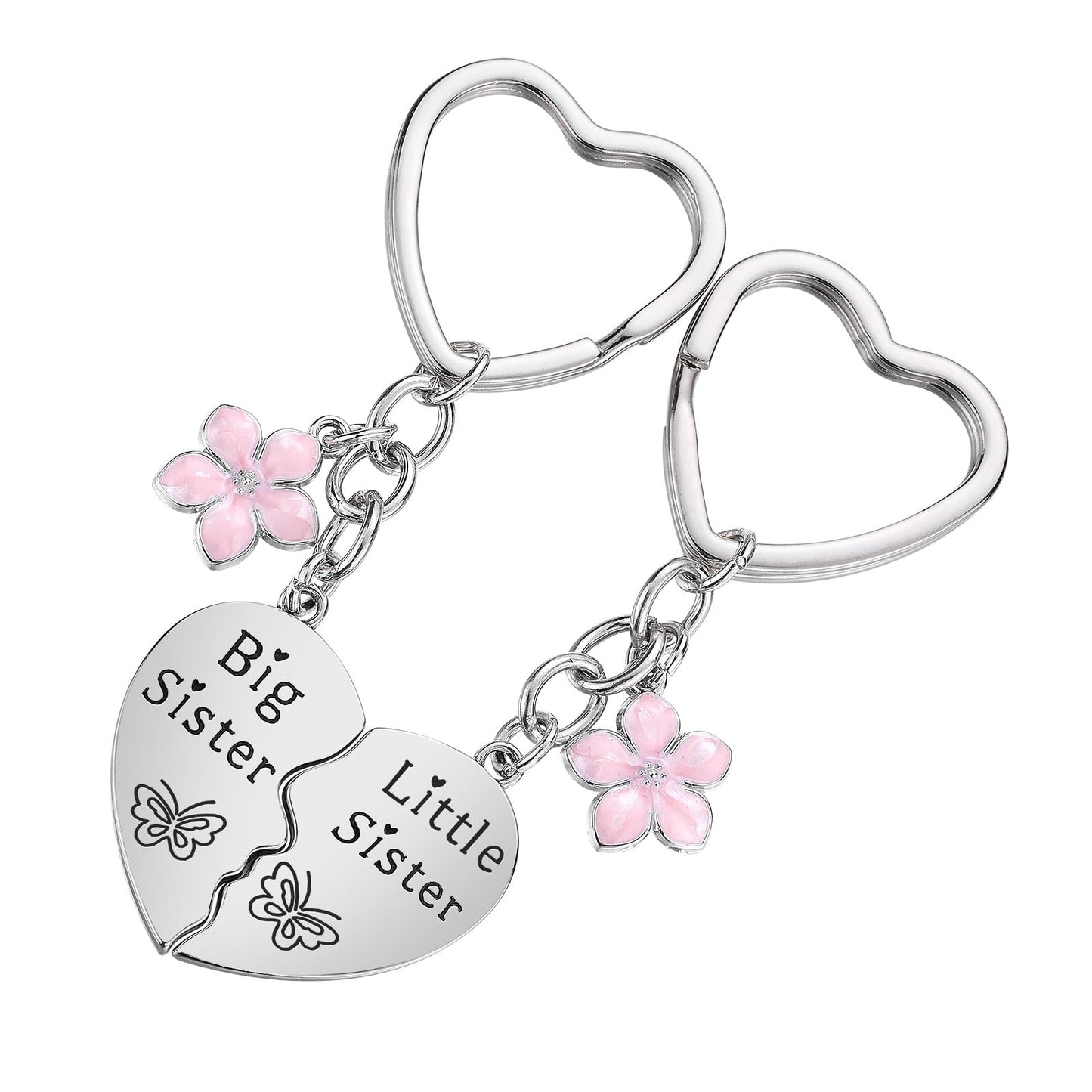Lcbulu Sister Gifts from Sisters - 2PCS Big Little Sisters Matching Heart Keychain, Christmas Birthday Gifts for Sister