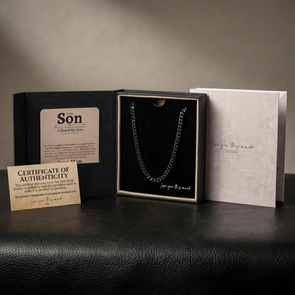Love You This Much Son Gift from Mom | Men's 5mm Steel Necklace | Mother to Son | 22" Length | Luxury Gift Box + Card