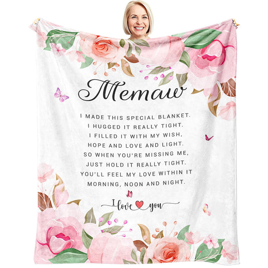 Memaw Gifts - Gifts for Memaw - Memaw's Birthday Gift from Grandchildren - Memaw's Blanket - Best Memaws Ever Gift - Memaws Gift's for Grandma Retirement Throw Blanket 60x50 Inch