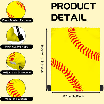 KERINGO 16 PCS Softball Gift Bag with Handles Drawstring String Soft Ball Goodie Sport Theme Party Favor Team Treat Bag for Birthday Team Snack