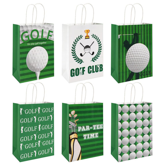 Golf Party Favor Bags - Golf Themed Goodie Bags with Handles for Birthday Decorations, Golfs Gift Bags, Golfs Theme Birthday Goody Paper Bags for Men Women Sports Events Party Favor Supplies
