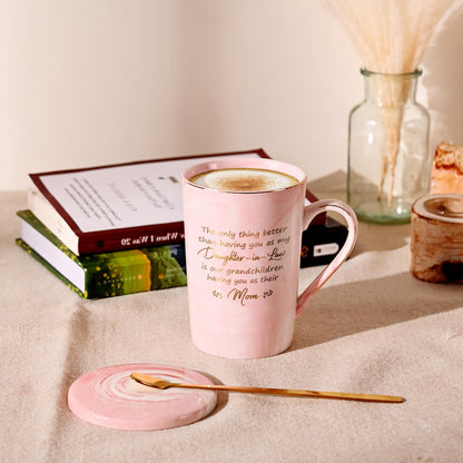 YHRJWN Mothers Day Gifts for Daughter in Law Gifts from Mother-In-Law, Daughter-in-Law Christmas Birthday Gift, 14Oz Pink
