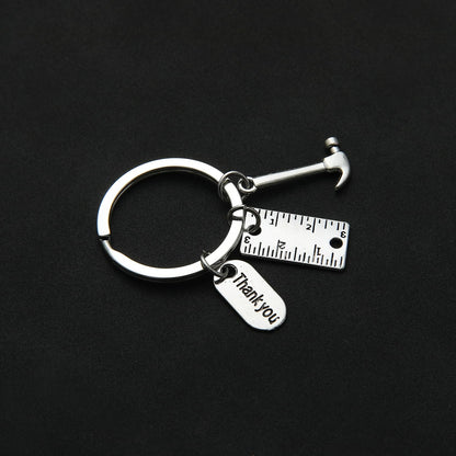 PHAETON 20PCS Toolbox Pendant Keychain Hammer & Ruler Charm Keychain with Thank You Tag for Dad, Father’s Day Birthday Gifts Builders, Construction Team, Handyman Appreciation Keyring
