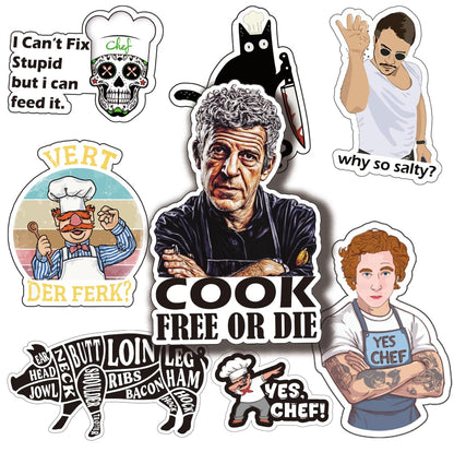 Funny Chef Stickers Pack | Waterproof Vinyl Decals for Water Bottles, Laptops,Car,Auto,Window | Ideal Chef Gifts Culinary School Supplies | Decorative Decals for Culinary Enthusiasts