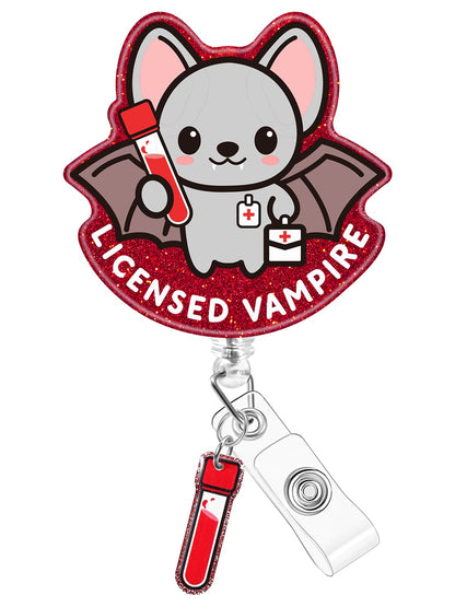 Plifal Nurse Badge Reel Holder Clip - Phlebotomist LAB Tech Vampire Blood Retractable ID Name Card Badge Reel with Charm Alligator Clip, Nurse Nursing Office Medical Worker Student Accessories Gifts