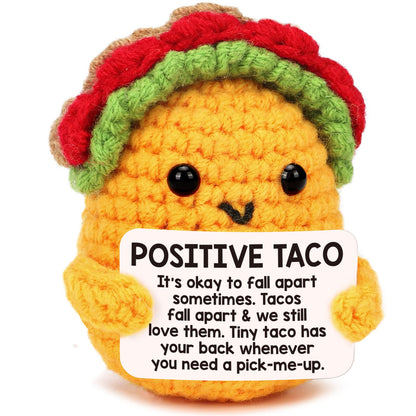 Positive Crochet Taco Birthday Gifts for Women Men Teacher Appreciation Fathers Day Graduation Gift Adult Kids Son Mom Dad Daughter Sister Friend Coworkers Self Care Card Inspirational Support