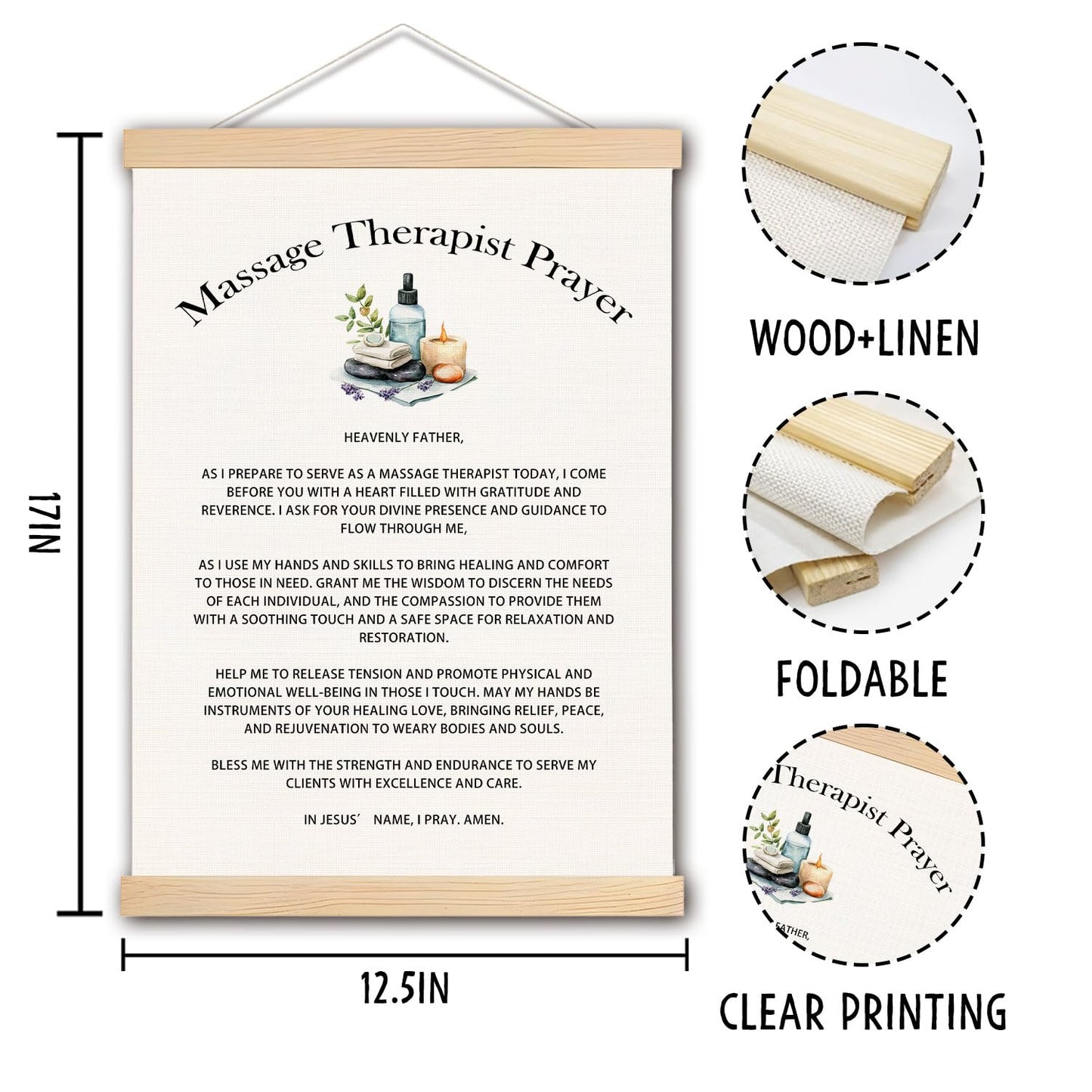 pouep Massage Therapistr Prayer Wooden Poster Hanger Frame 12.5x17 Inch,Appreciation Gift For Massage Therapistrs,Massage Therapistr Gifts,Massage Therapistr Gifts For Woman