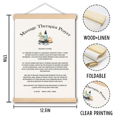 pouep Massage Therapistr Prayer Wooden Poster Hanger Frame 12.5x17 Inch,Appreciation Gift For Massage Therapistrs,Massage Therapistr Gifts,Massage Therapistr Gifts For Woman
