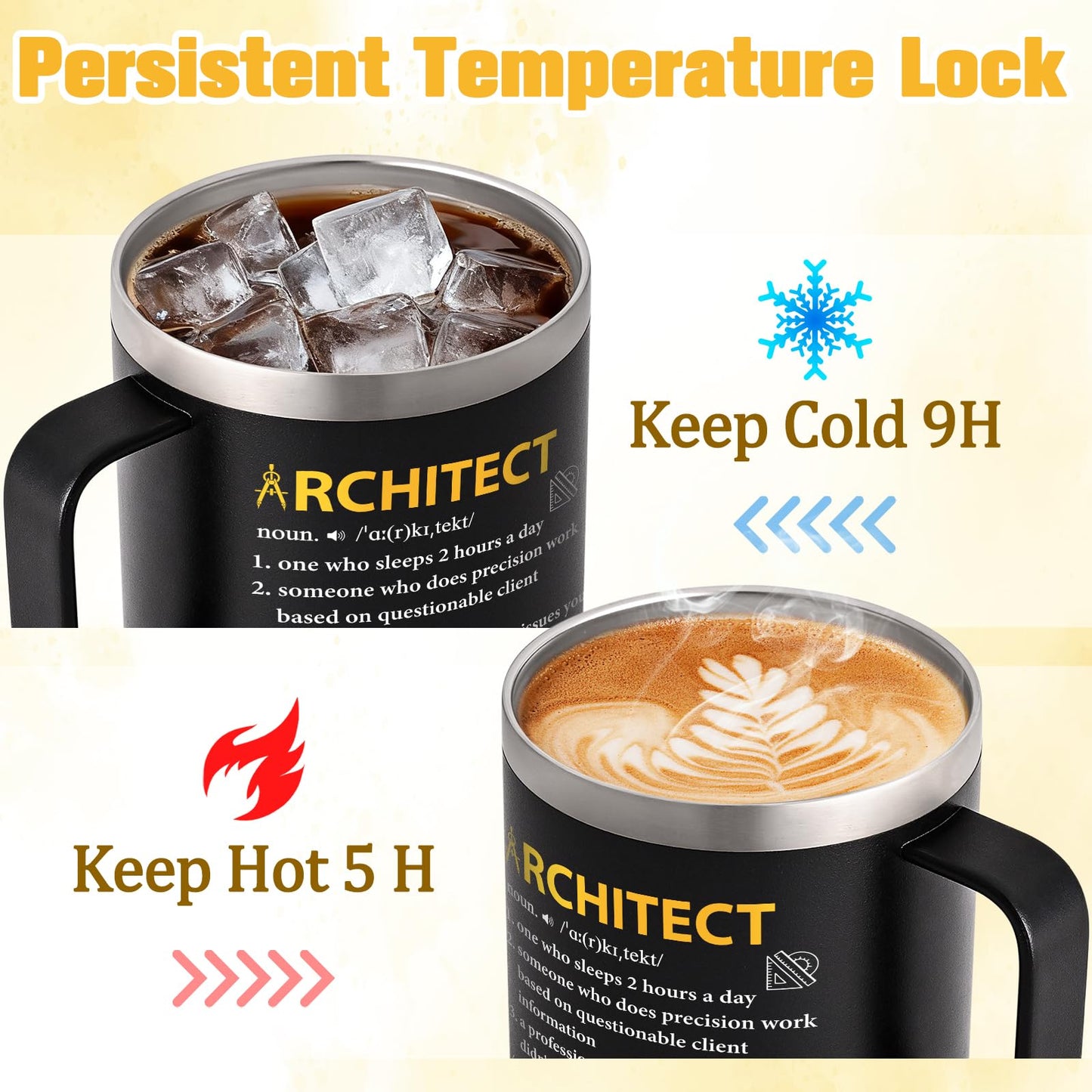 Gtmileo Architecture Gifts, 14 Oz Insulated Architect Coffee Mug, Christmas Graduation Birthday Architects Gifts for Architecture Student Men Women, Black