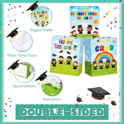 Chunful 15 Pcs Preschool Graduation Gift Bag with Handle and Tissue Paper 11.5 x 5 x 9 Inches Kindergarten Gift Bag for Pre-k Graduation Supplies Gifts