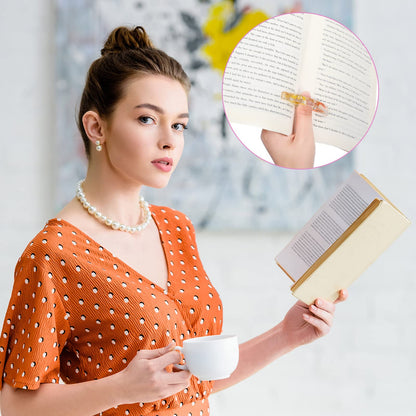 2 Pieces Dried Flower Resin Book Page Holder Transparent Thumb Ring Page Holder Handmade Personalized Flower Resin Bookmark Reading Accessories Gift for Teachers Book Lovers Literary (Adorable Style)